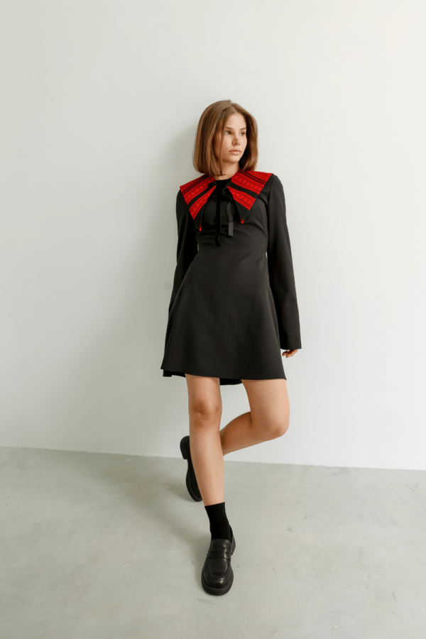 Сукня костюмна тканина "PRADA" довгий рукав чорна - Зображення 11