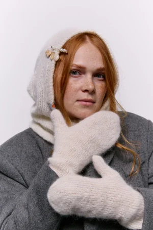 В’язані рукавиці із вовни мериноса (молоко)