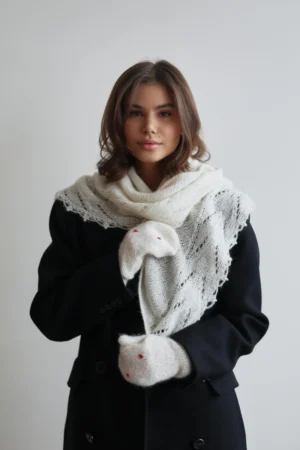 В’язана хустина із вовни мериноса із візерунком серце